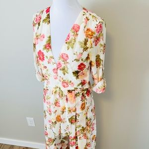 ROMPER with Train Pink Floral Cream - Size Large